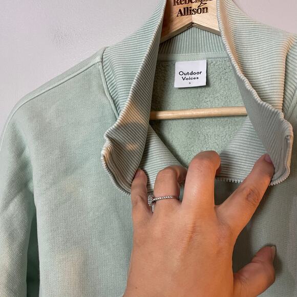 Outdoor Voices Nimbus Quarter Zip Pullover SZ SMALL Sweatshirt MINT GREEN EUC - Picture 4 of 9